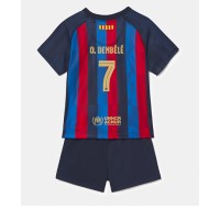 Fotbalové Dres Barcelona Ousmane Dembele #7 Dětské Domácí 2022-23 Krátký Rukáv (+ trenýrky)